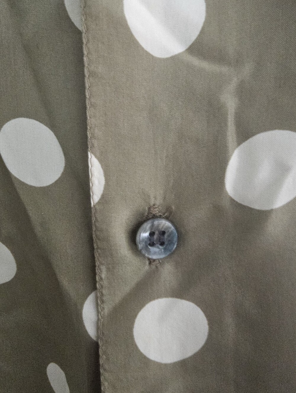 Robert Stock 100% Silk Polka Dot Shirt Men’s XL Olive Green Resortwear Retro - Picture 2 of 12